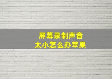 屏幕录制声音太小怎么办苹果