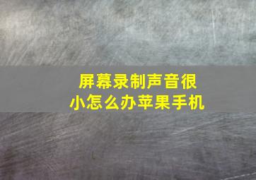 屏幕录制声音很小怎么办苹果手机