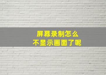 屏幕录制怎么不显示画面了呢