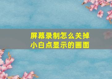 屏幕录制怎么关掉小白点显示的画面