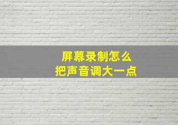 屏幕录制怎么把声音调大一点