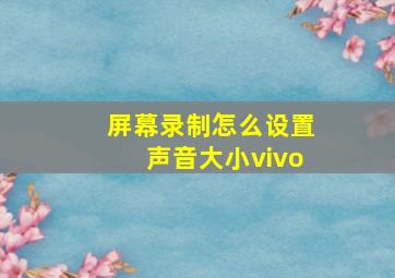 屏幕录制怎么设置声音大小vivo