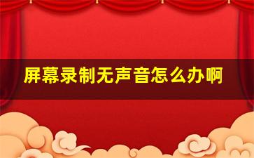 屏幕录制无声音怎么办啊