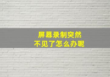 屏幕录制突然不见了怎么办呢