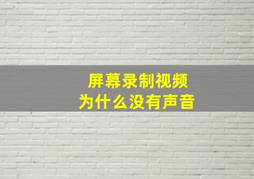 屏幕录制视频为什么没有声音