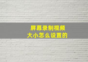 屏幕录制视频大小怎么设置的