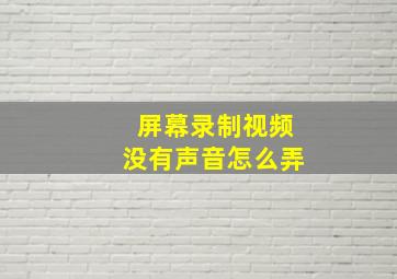 屏幕录制视频没有声音怎么弄