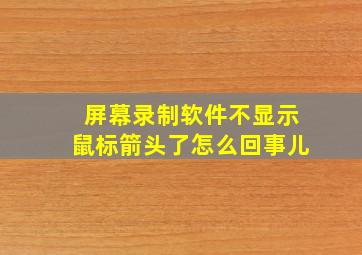 屏幕录制软件不显示鼠标箭头了怎么回事儿