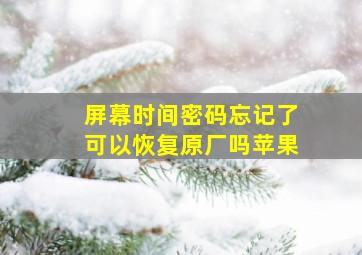 屏幕时间密码忘记了可以恢复原厂吗苹果