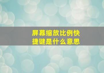 屏幕缩放比例快捷键是什么意思