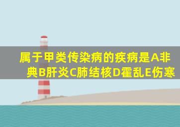 属于甲类传染病的疾病是A非典B肝炎C肺结核D霍乱E伤寒