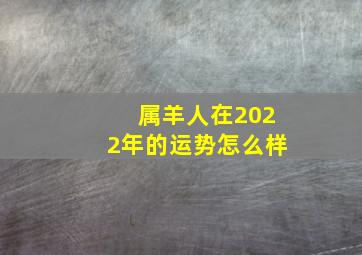 属羊人在2022年的运势怎么样