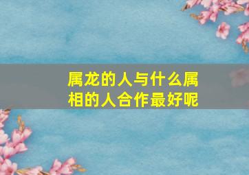 属龙的人与什么属相的人合作最好呢