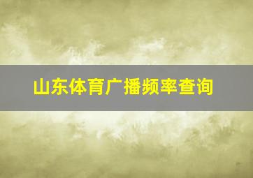 山东体育广播频率查询