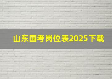 山东国考岗位表2025下载