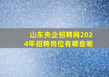 山东央企招聘网2024年招聘岗位有哪些呢