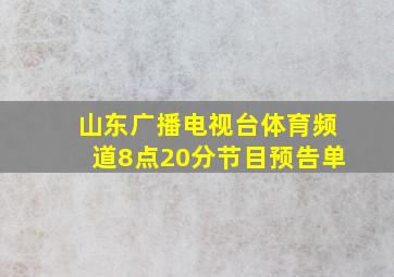 山东广播电视台体育频道8点20分节目预告单