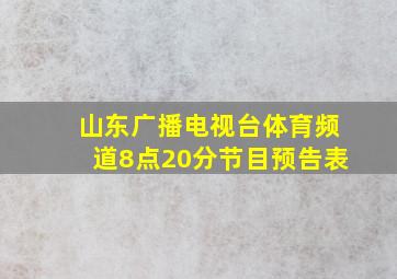 山东广播电视台体育频道8点20分节目预告表