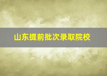 山东提前批次录取院校