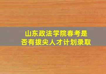 山东政法学院春考是否有拔尖人才计划录取