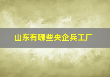 山东有哪些央企兵工厂