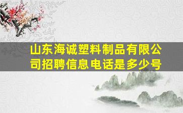 山东海诚塑料制品有限公司招聘信息电话是多少号