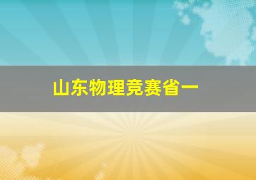 山东物理竞赛省一