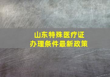 山东特殊医疗证办理条件最新政策