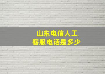 山东电信人工客服电话是多少