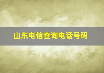 山东电信查询电话号码