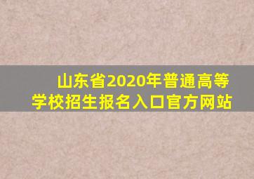 山东省2020年普通高等学校招生报名入口官方网站