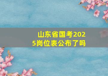 山东省国考2025岗位表公布了吗