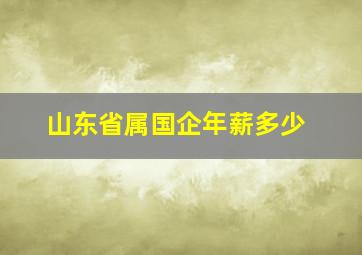 山东省属国企年薪多少