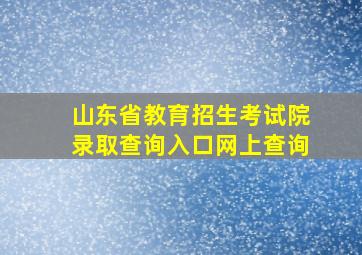 山东省教育招生考试院录取查询入口网上查询