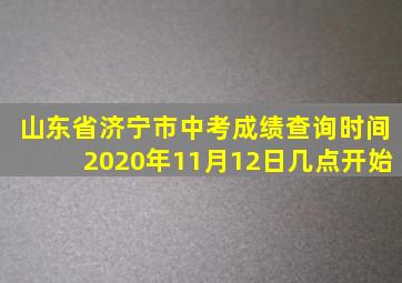 山东省济宁市中考成绩查询时间2020年11月12日几点开始