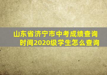 山东省济宁市中考成绩查询时间2020级学生怎么查询