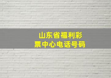 山东省福利彩票中心电话号码