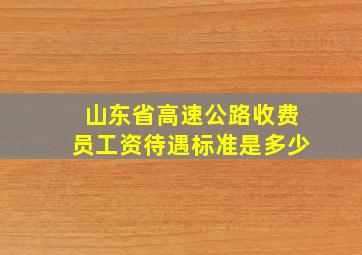 山东省高速公路收费员工资待遇标准是多少