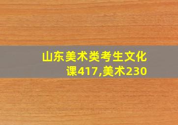 山东美术类考生文化课417,美术230