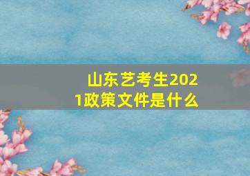 山东艺考生2021政策文件是什么