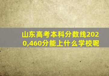 山东高考本科分数线2020,460分能上什么学校呢