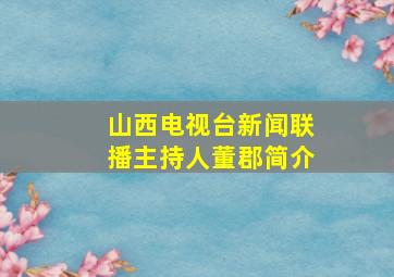 山西电视台新闻联播主持人董郡简介