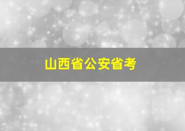 山西省公安省考