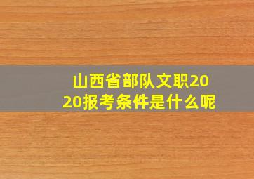 山西省部队文职2020报考条件是什么呢