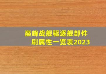 巅峰战舰驱逐舰部件刷属性一览表2023