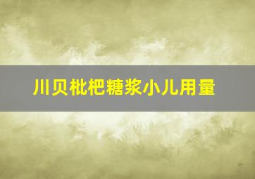 川贝枇杷糖浆小儿用量