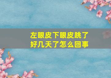 左眼皮下眼皮跳了好几天了怎么回事