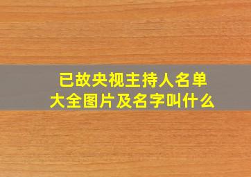 已故央视主持人名单大全图片及名字叫什么