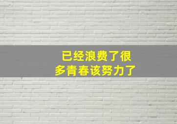 已经浪费了很多青春该努力了