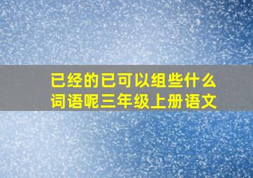 已经的已可以组些什么词语呢三年级上册语文